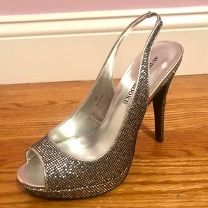 Audrey Brooke Sparkle Peep Toe Heels